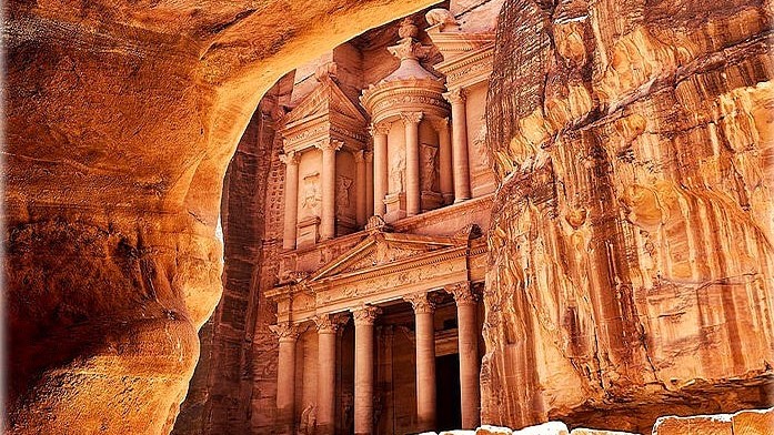 The Treasury of Petra, Jordan – Stunning rock-cut facade of Al-Khazneh, Royal Tombs in Petra, Jordan – Intricate stone-carved facades of ancient tombs The Monastery in Petra, Jordan – A grand rock-cut